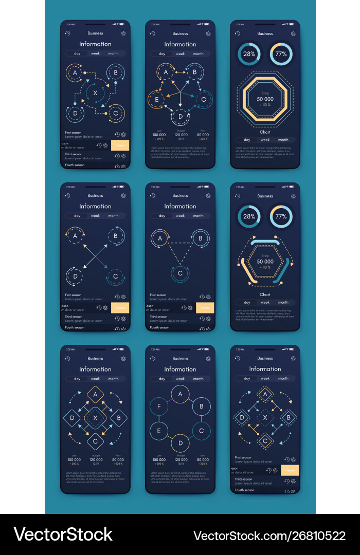 Verschiedene ui ux gui-Bildschirme und flache Web-Symbole Verschiedene ui ux gui-Bildschirme und flache Web-Symbole vektorbild