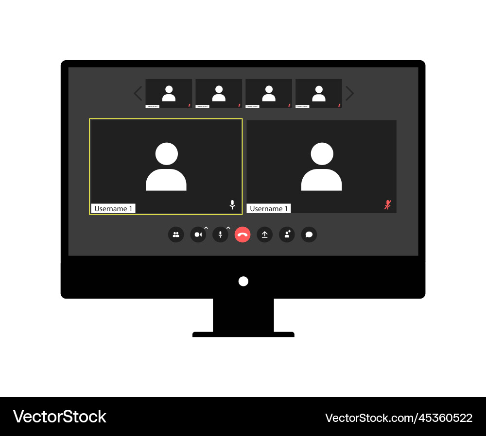 Video call program window with 6 users ui ux Video call program window with 6 users ui ux vector image
