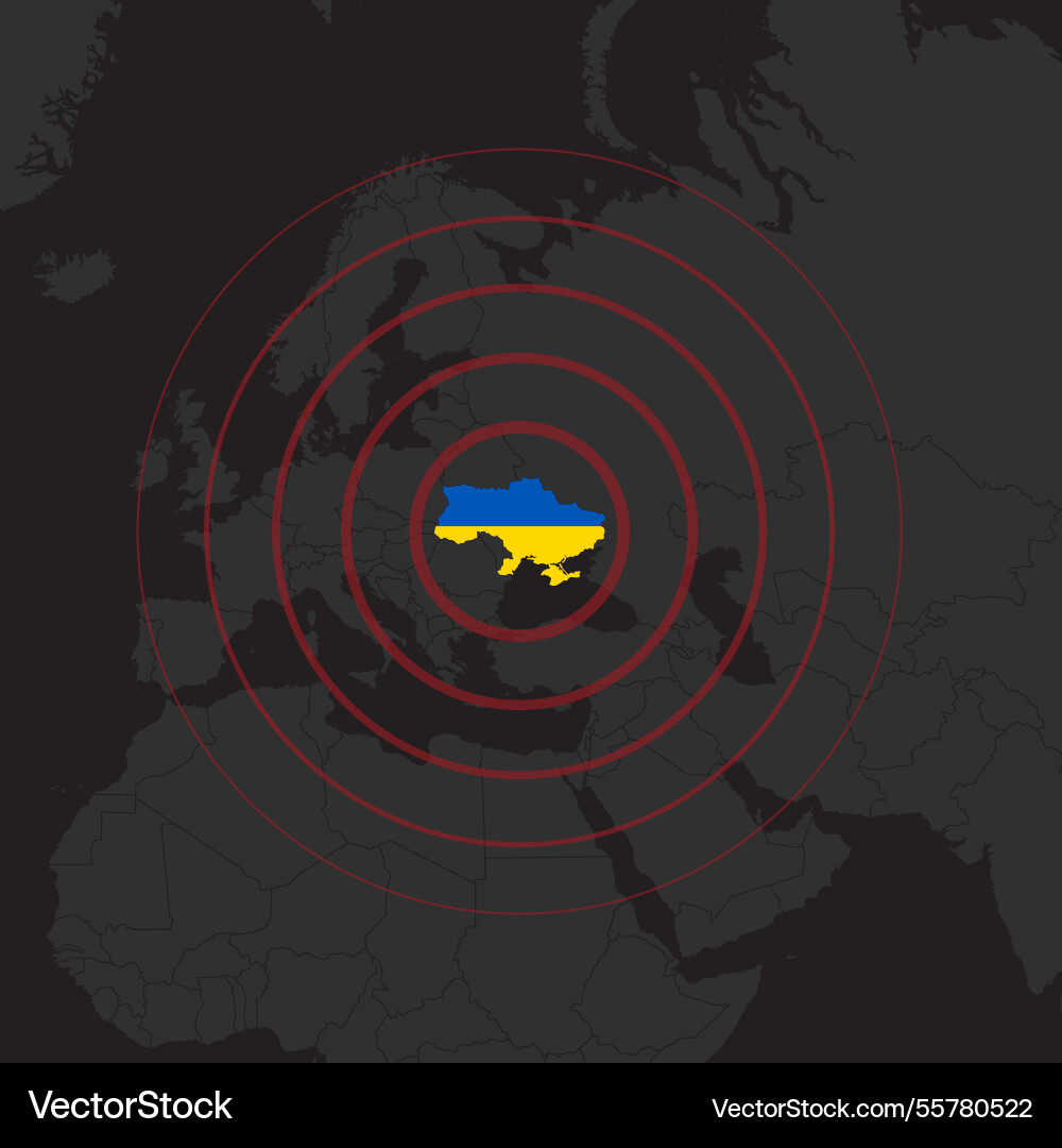 World map ukrainian war epicenter World map ukrainian war epicenter vector image
