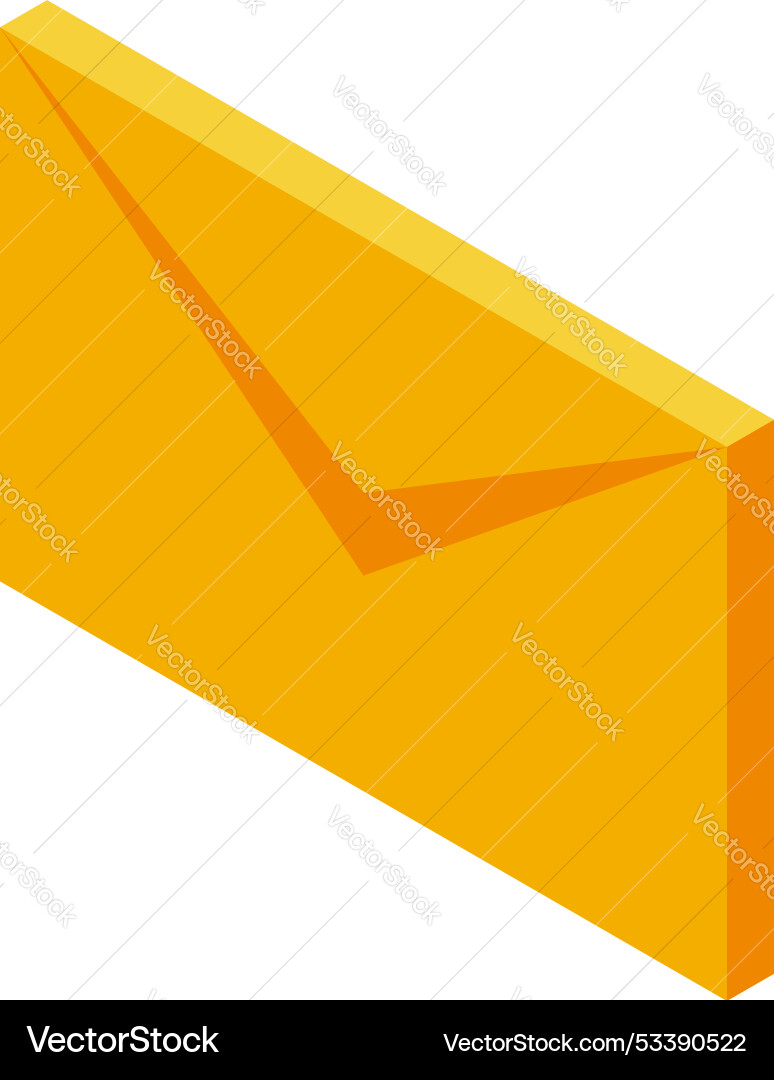 Yellow envelope isometric icon showing sending Yellow envelope isometric icon showing sending Vector Image