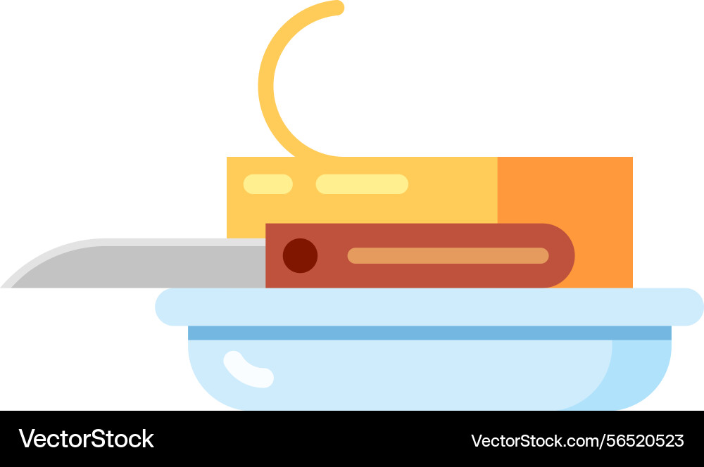 A butter block being sliced A butter block being sliced vector image