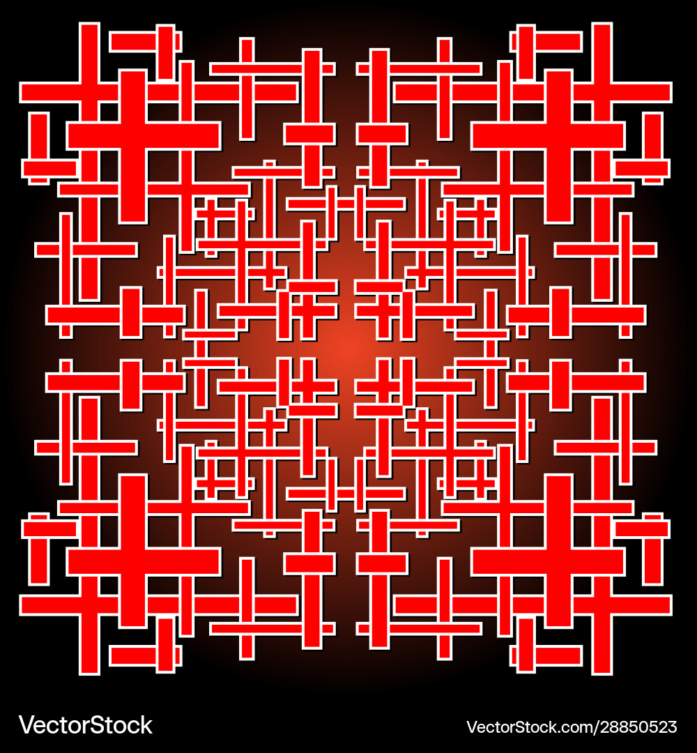Abstract black tile with red patterns composed Vector Image