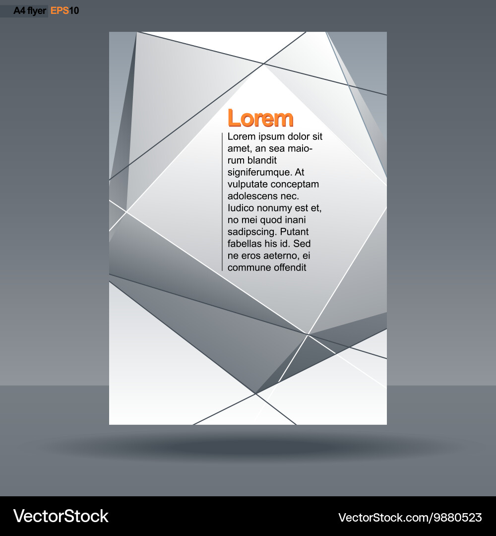 Abstract print a4 design with silver triangles vector image