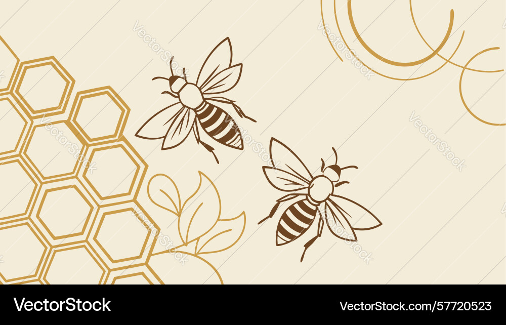 Bees and honeycomb abstract pattern background Vector Image