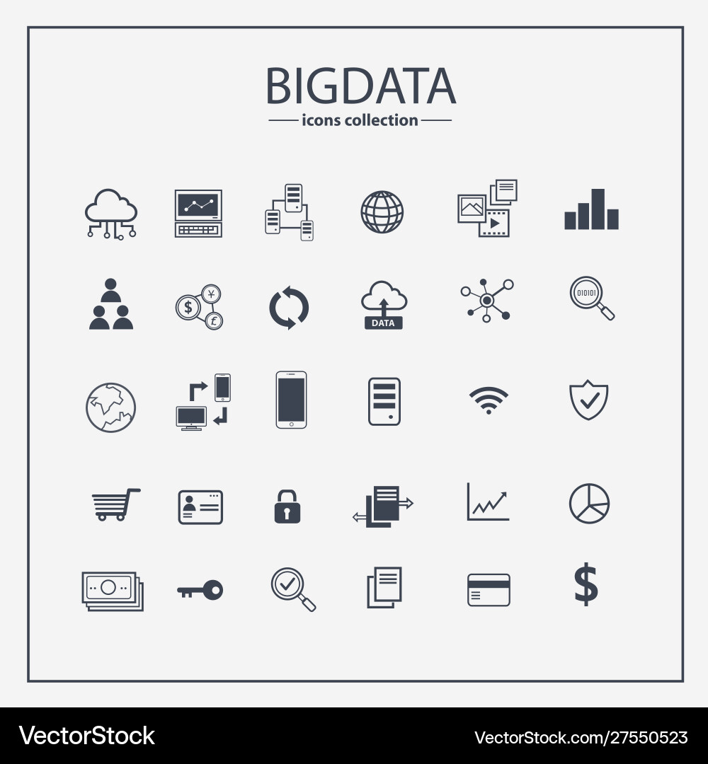 Big Data Analytics Icon Set vector image