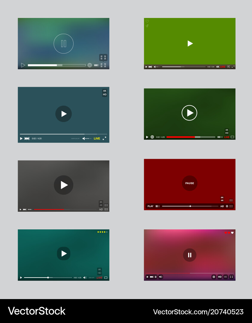 Big Set Video Player Fenster mit Menü und Tasten Big Set Video Player Fenster mit Menü und Tasten vektorbild