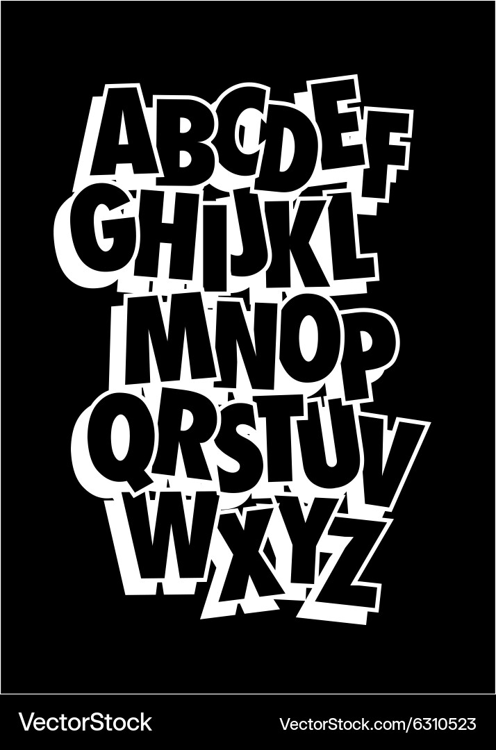 Bold Sans-Serif Font Collection Vector Image