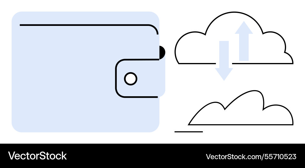 Digital wallet and cloud data storage connectivity Vector Image