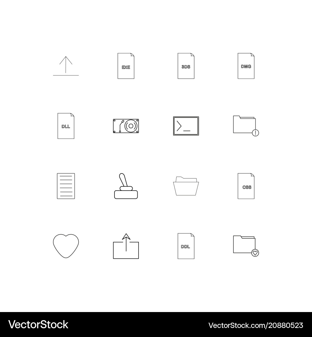 Files and folders sign linear thin icons set Vector Image
