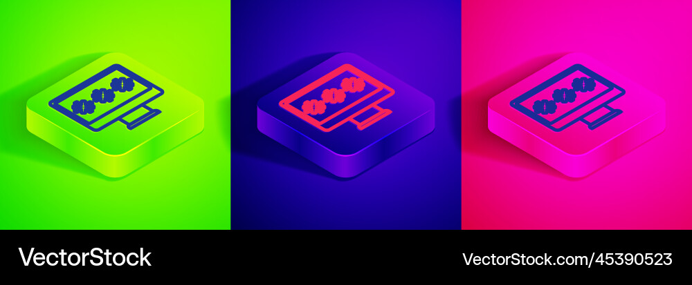 Isometric line monitor with password notification Isometric line monitor with password notification Vector Image