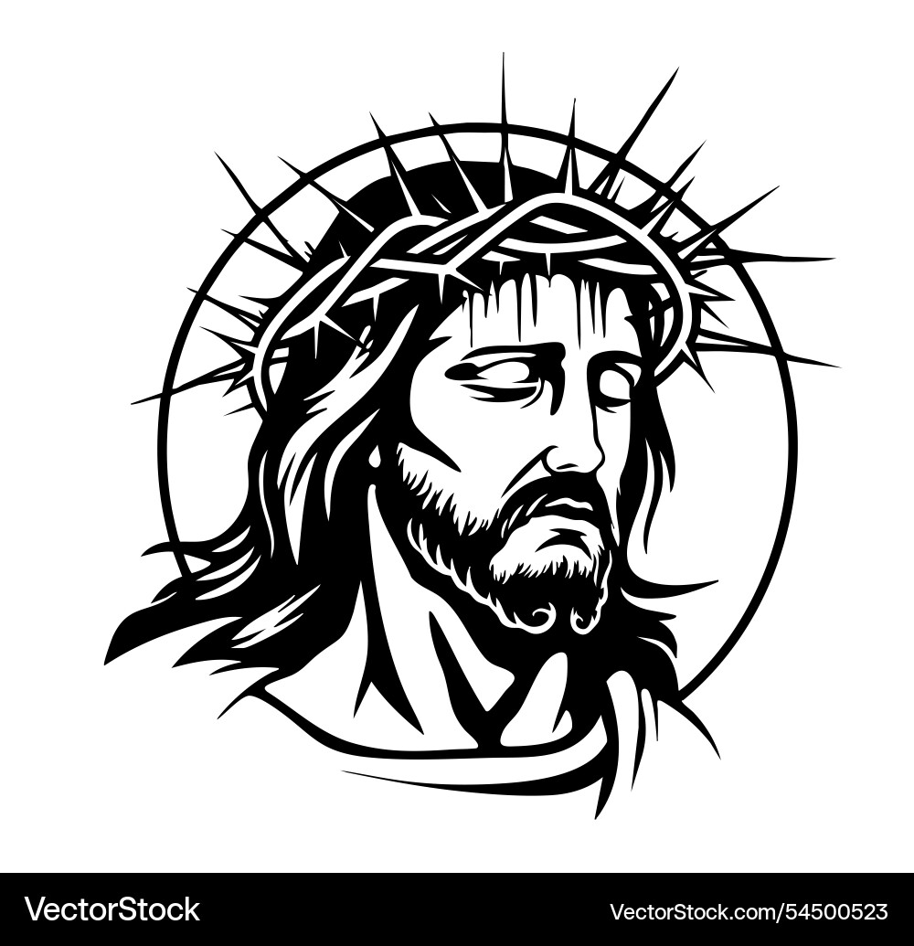 Jesus Christ Face Silhouette Vector Image