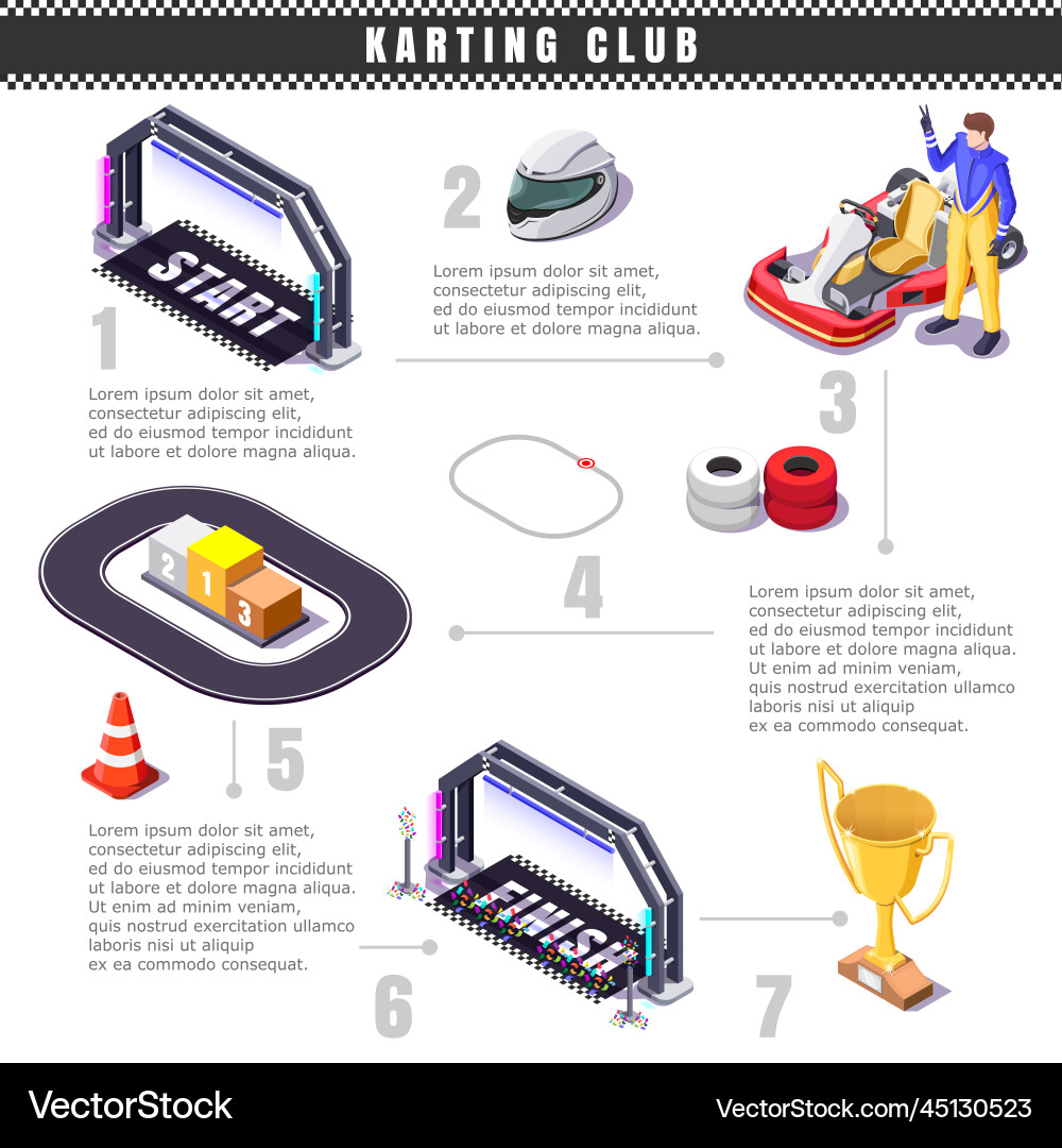 Landing page sports racing isometric infographics Landing page sports racing isometric infographics vector image