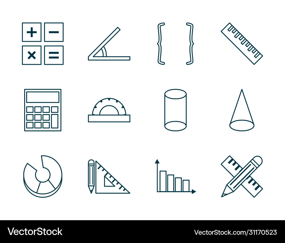Math line style icon set design Vector Image