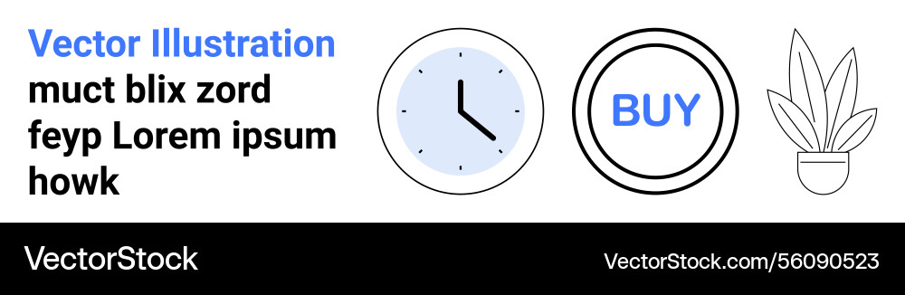 Minimalist elements clock circular buy button Minimalist elements clock circular buy button vector image