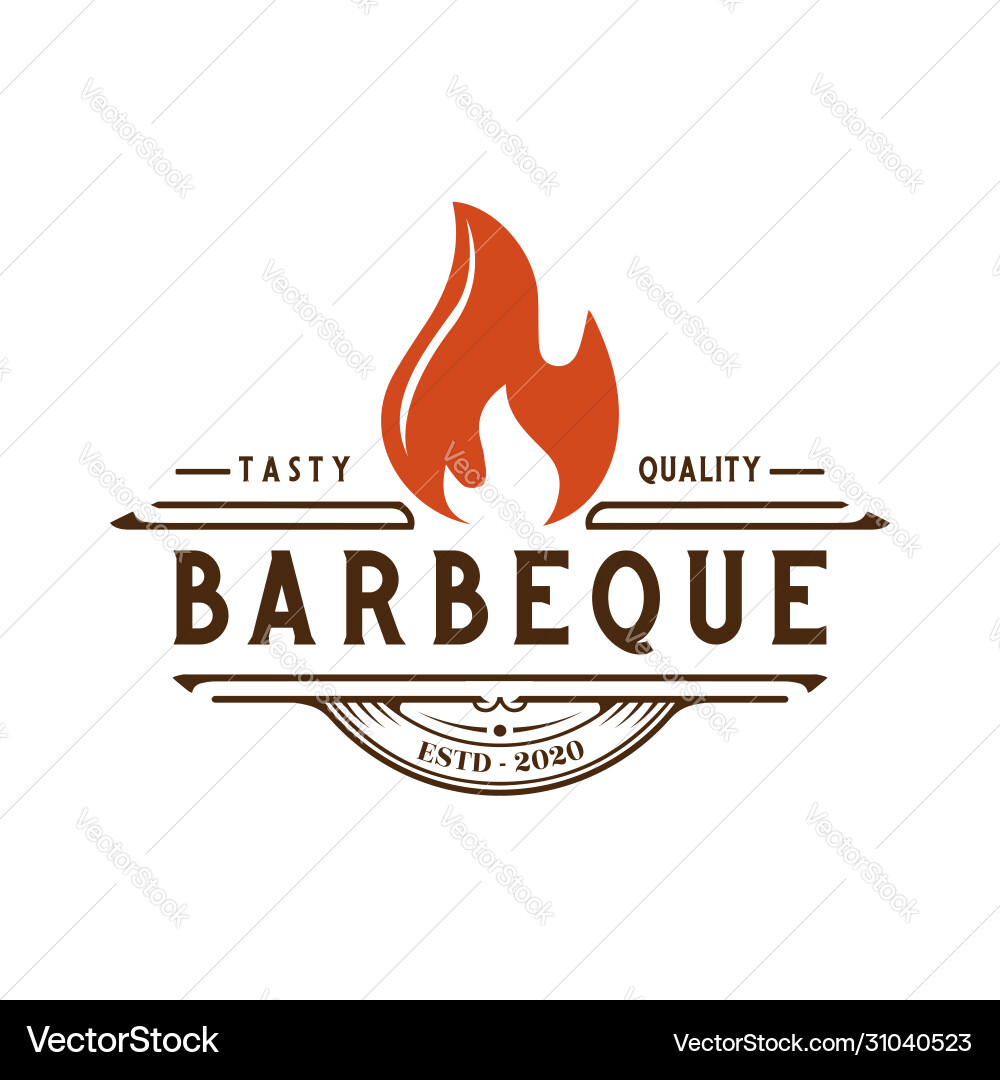 Rustic BBQ Grill Label Vector Image