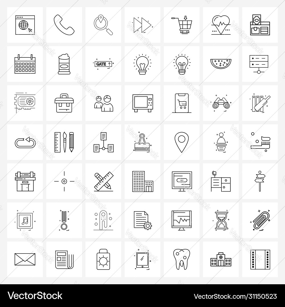 Set 49 modern line icons cart ui s for user vector image