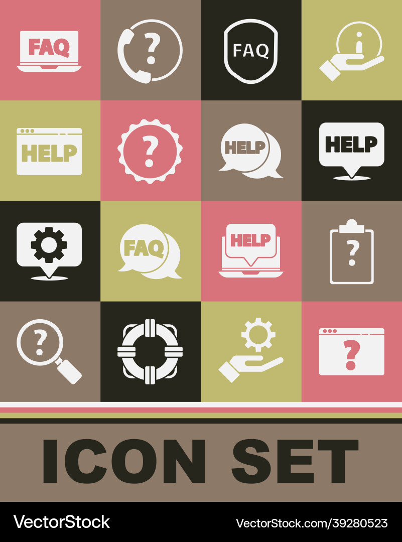 Set browser with question mark clipboard marks Set browser with question mark clipboard marks vector image