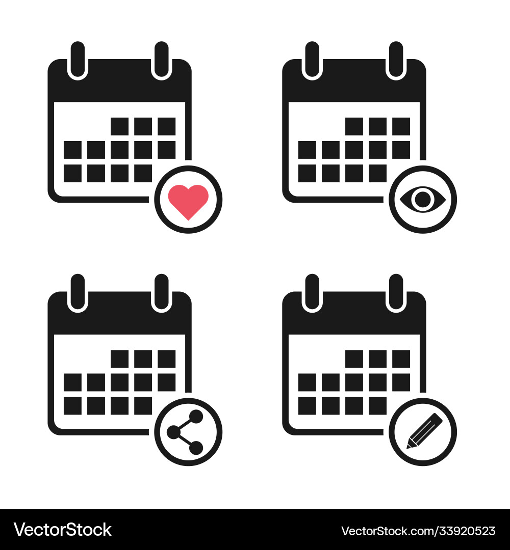 Set calendar icon date event symbol isolated Vector Image