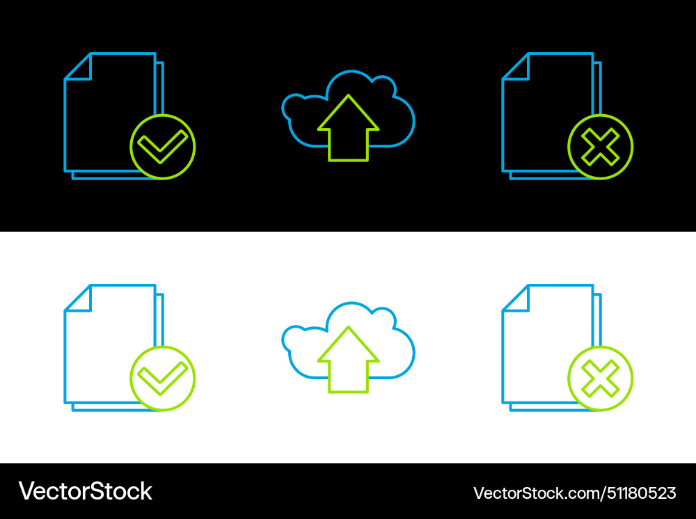 Set line delete file document and check Set line delete file document and check vector image