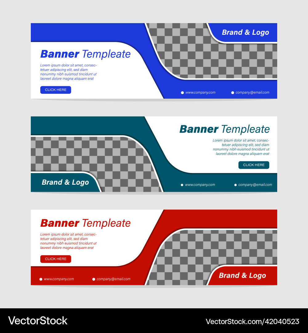 Set of three horizontal header web banners Set of three horizontal header web banners Vector Image
