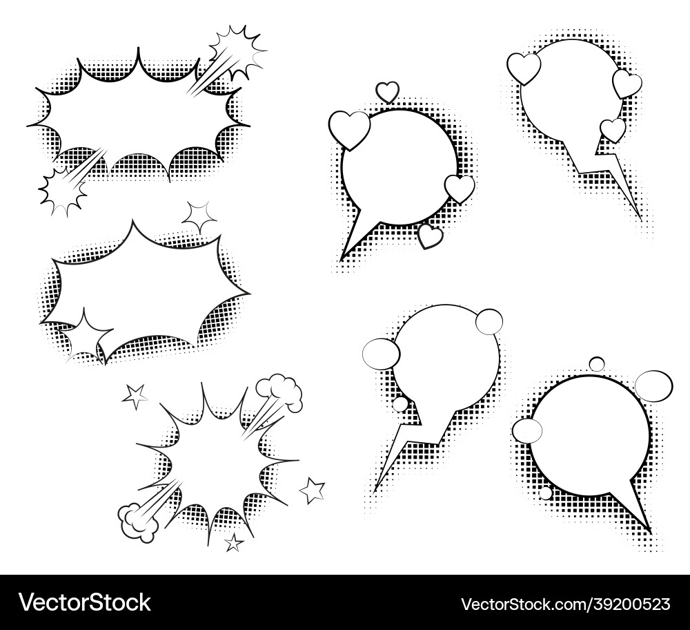Speech bubbles with halftone shadows Speech bubbles with halftone shadows vector image