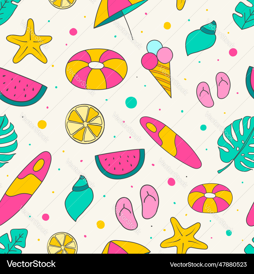 Summer seamless pattern background with colorful Summer seamless pattern background with colorful vector image