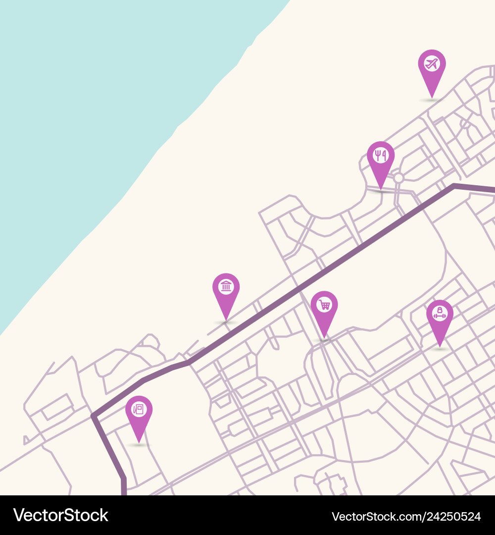 Abstract city map with small pointers vector image