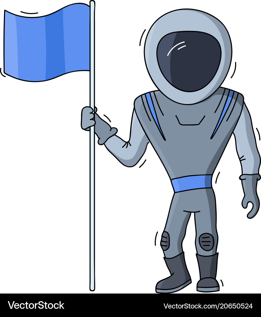 Astronaut with Flag - Space Exploration vector image