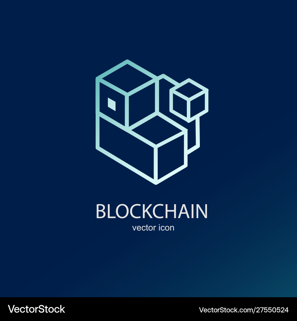 Blockchain line art icon and connecting element Blockchain line art icon and connecting element vector image