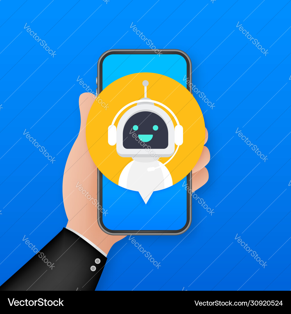Chat bot auf Smartphone-Roboter virtuelle Chat bot auf Smartphone-Roboter virtuelle vektorbild