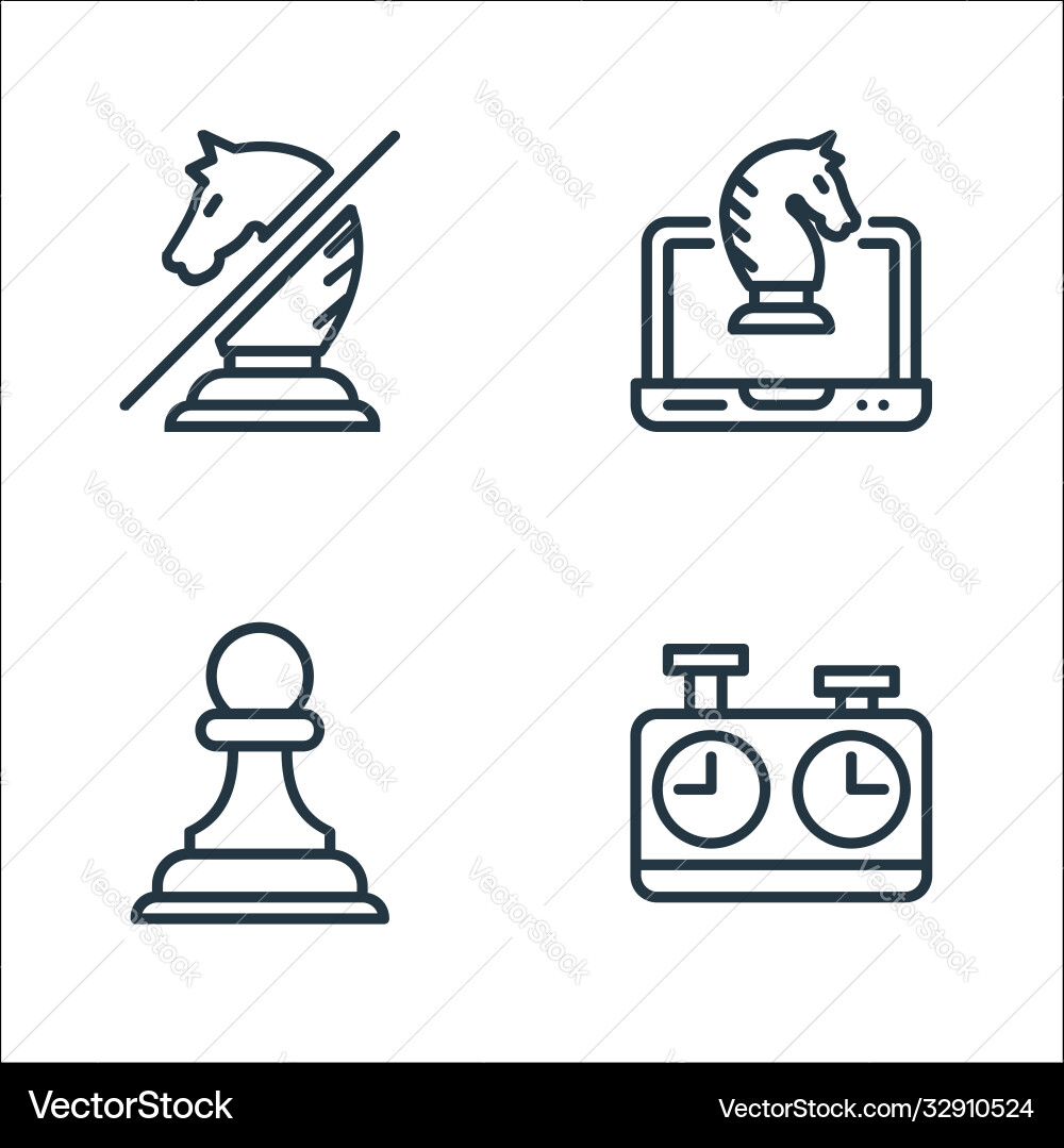 Chess game line icons linear set quality Chess game line icons linear set quality Vector Image