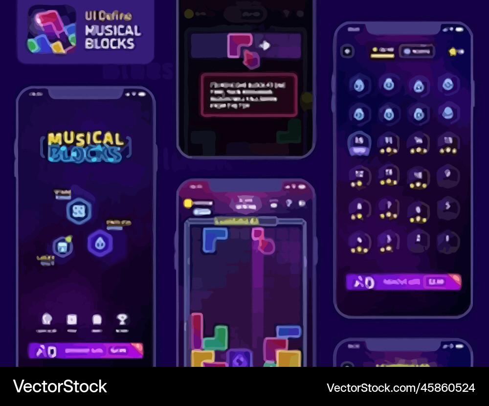Complete set of level button game ui pop-up icon Vector Image