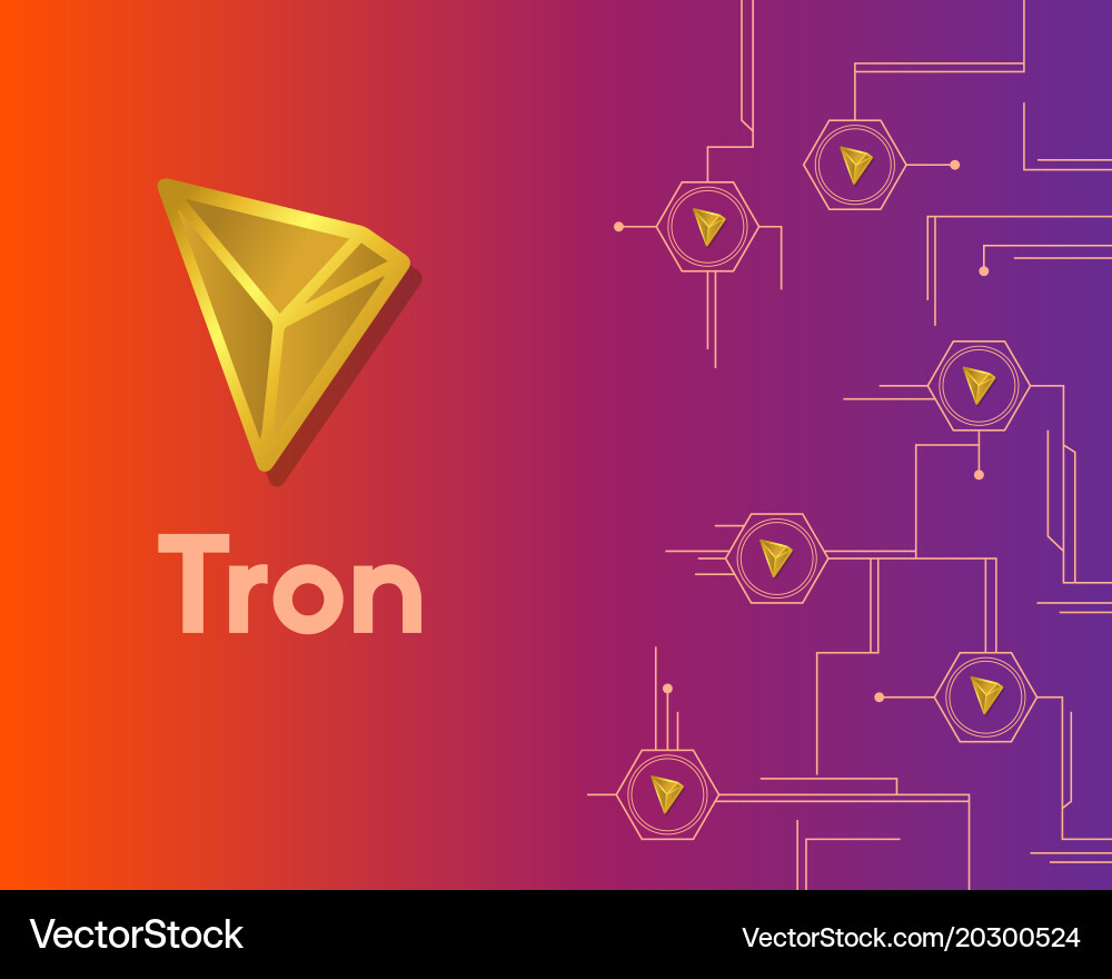 Cryptocurrency tron blockchain circuit background vector image