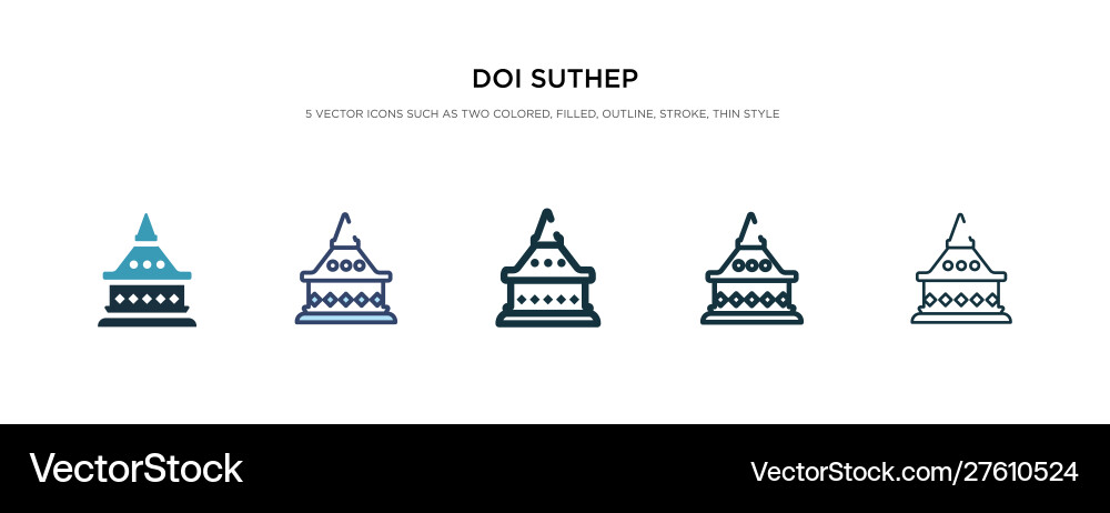 Doi suthep icon in different style two colored Doi suthep icon in different style two colored vector image