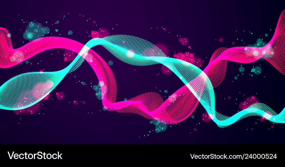 Dynamic particles mutual sound wave flowing over Dynamic particles mutual sound wave flowing over vector image