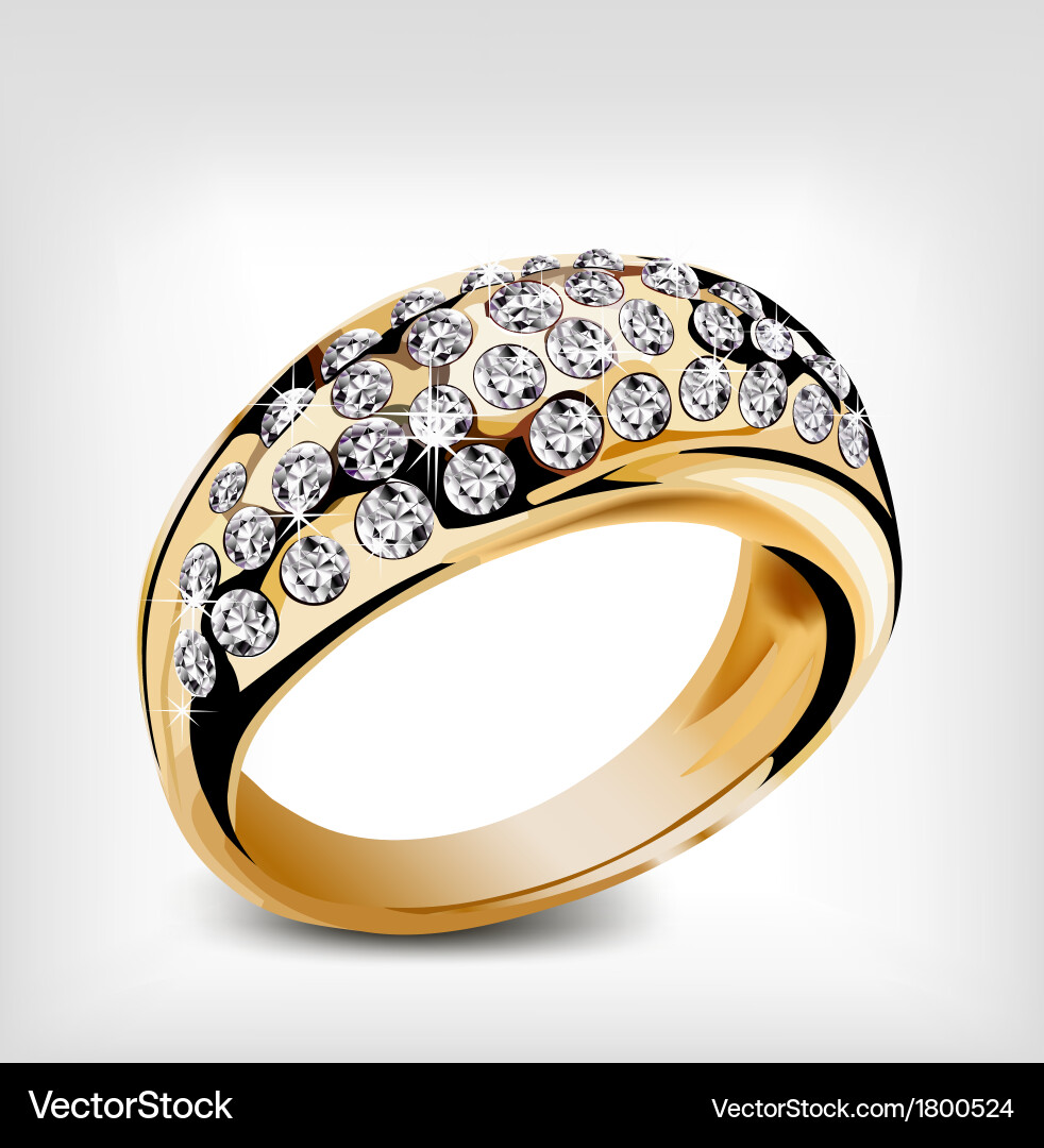 Elegant Gold Diamond Ring Royalty Free Vector Image