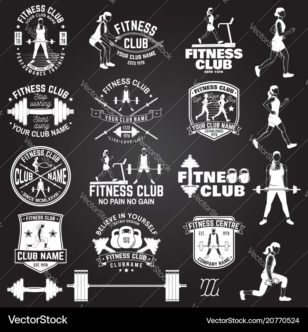 Fitness Club Badges & Icons Vector Image