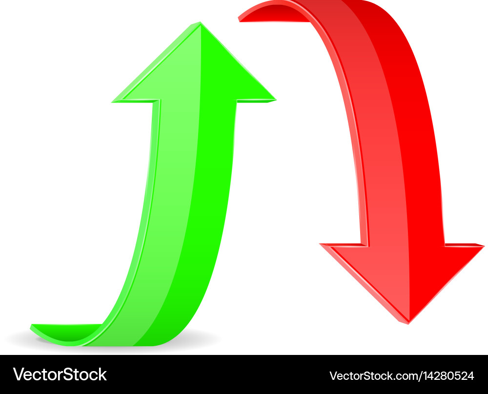 Green and red arrows up down web 3d icons Vector Image