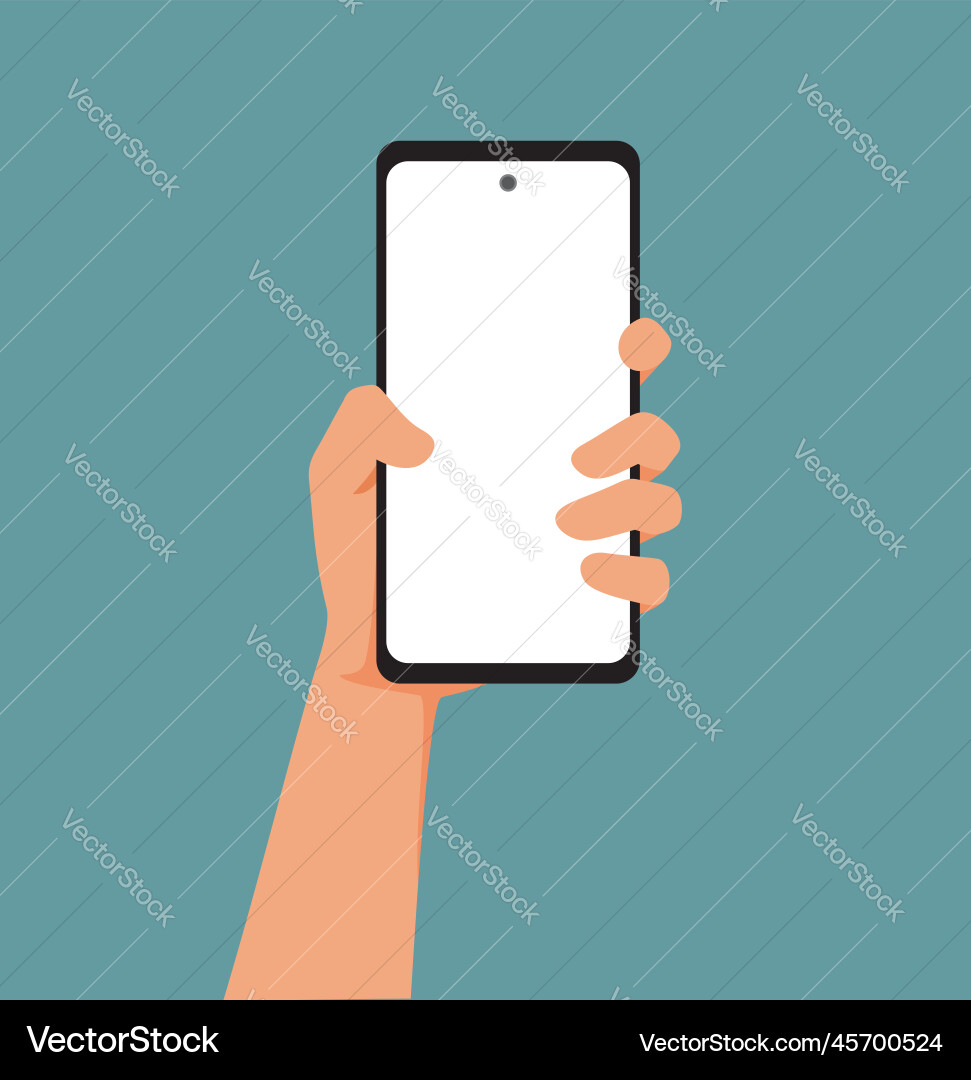 Hand with smartphone swing a blank display Hand with smartphone swing a blank display vector image