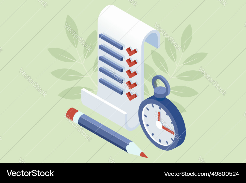 Isometric task management to-do list Isometric task management to-do list vector image