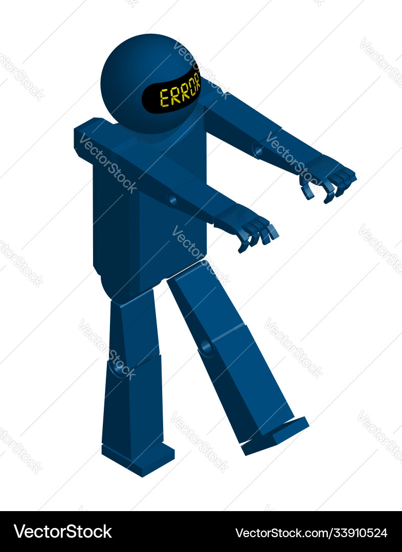 Isometry humanoid robot with a critical error Isometry humanoid robot with a critical error Vector Image