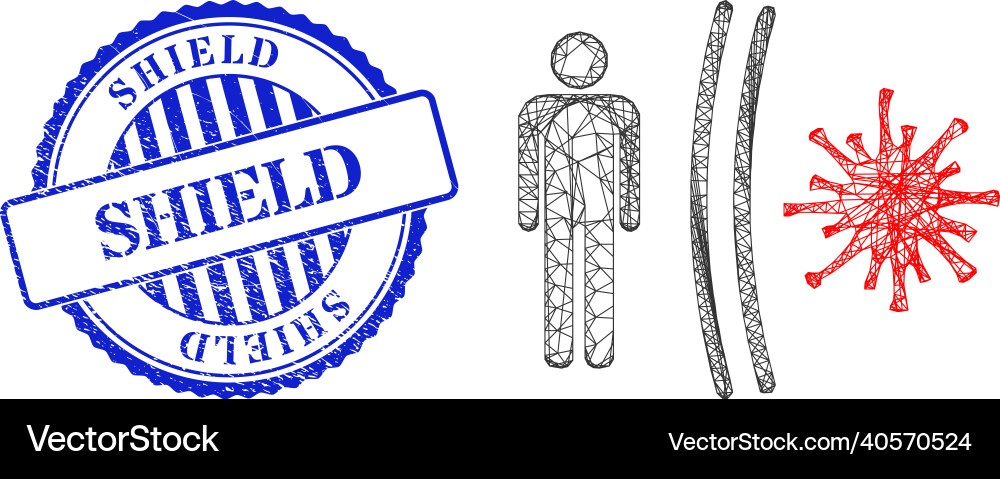 Rubber shield seal and net virus web mesh Vector Image