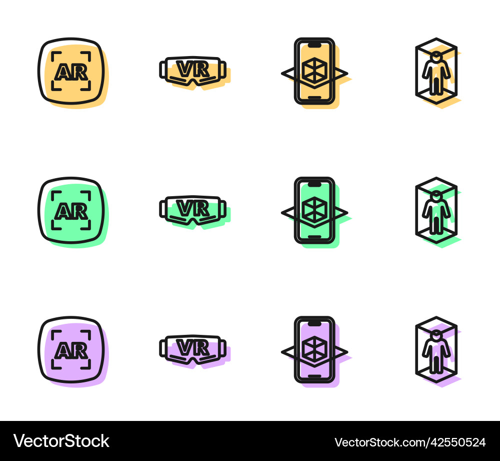 Set line 3d modeling augmented reality ar Vector Image