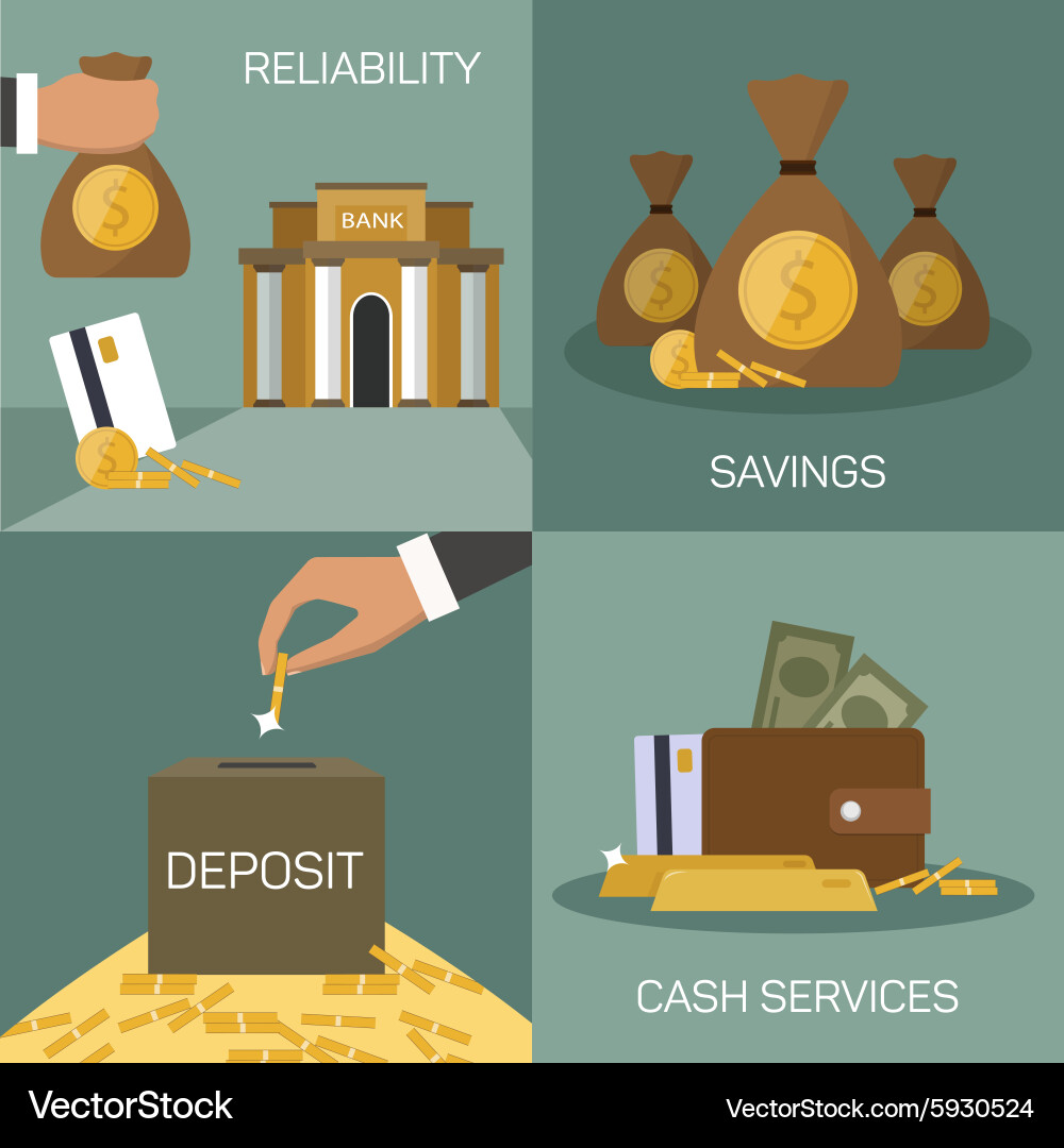 Set of banking concepts in flat style Vector Image