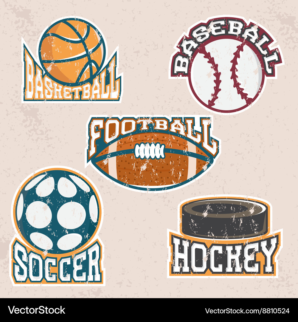 Set of grunge vintage sport labels and elements Vector Image