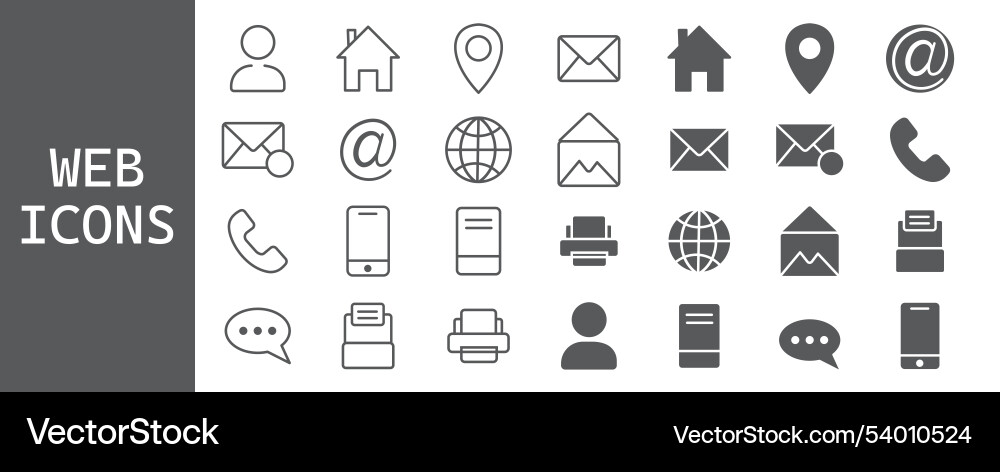 Set of web and mobile icons in thin line style Vector Image