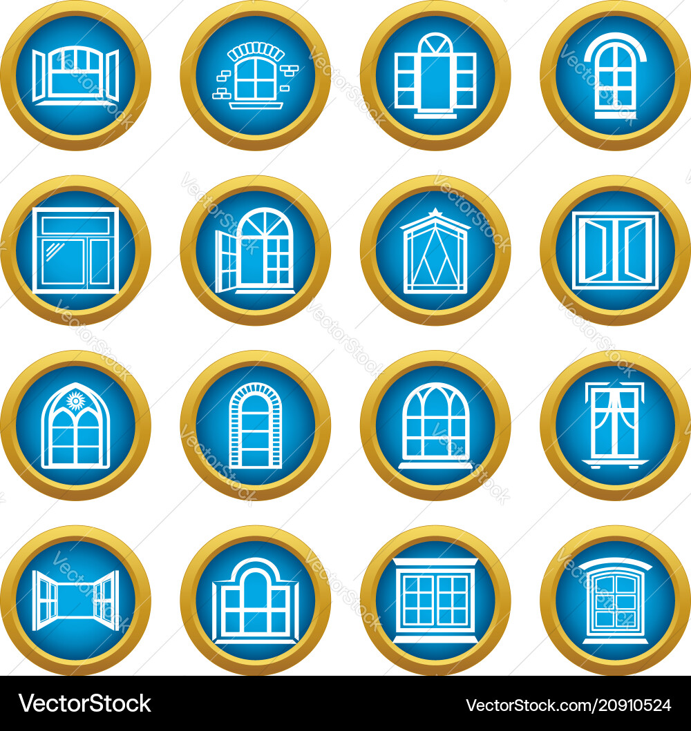 Window design icons set simple style Window design icons set simple style vector image