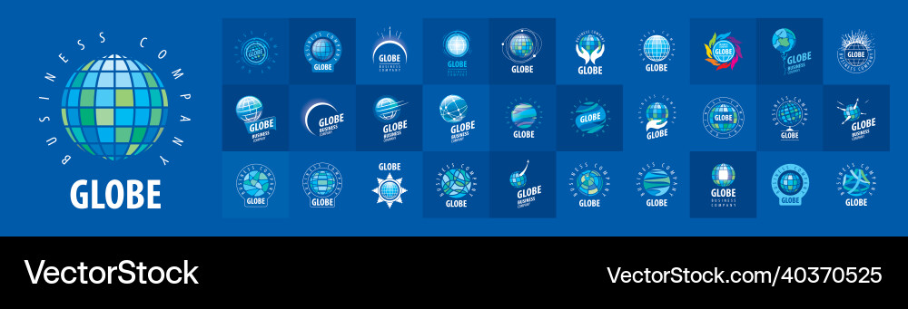 A set of logos the globe on blue A set of logos the globe on blue vector image