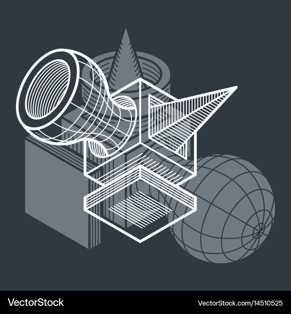 Abstract isometric dimensional shape made using Vector Image