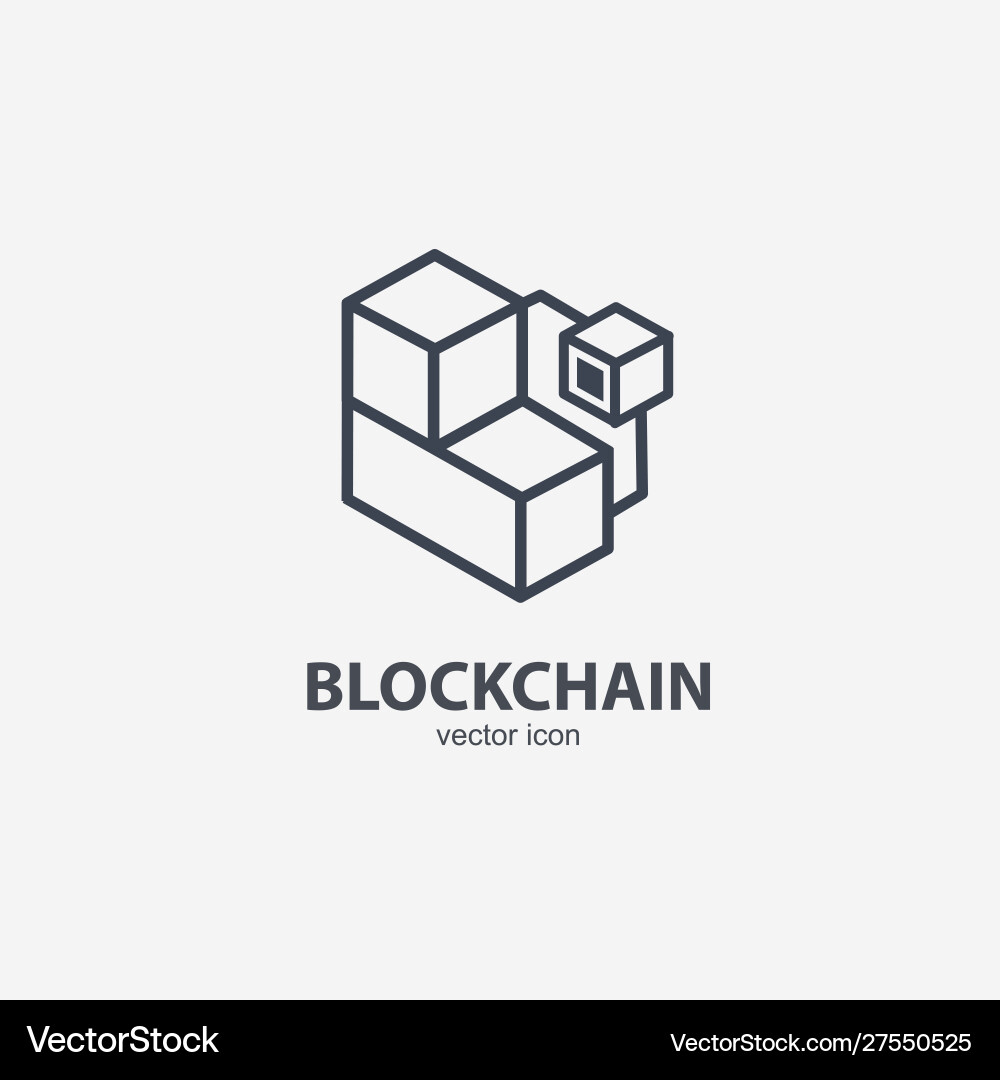 Blockchain line art icon and connecting element Blockchain line art icon and connecting element vector image